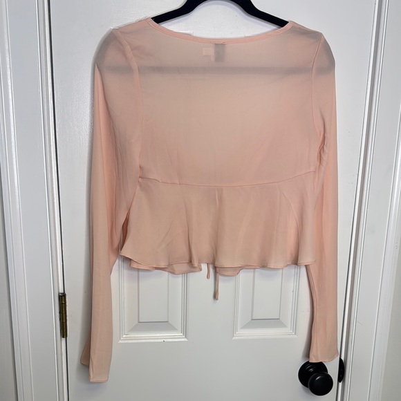 Princess Polly Pink Long Sleeve Tie Front Blouse - Picture 7 of 10